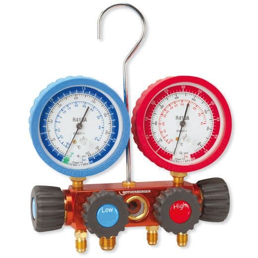 Rothenberger R410A Air Con Gauges 4 Way - With ball valve hoses - Image 3
